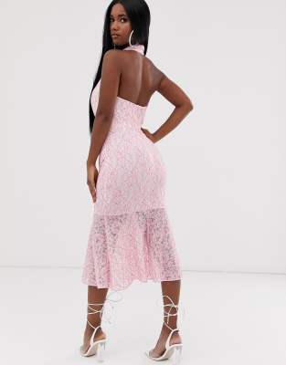 lace halter midi dress