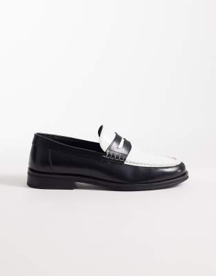  two tone penny loafers  and off white leather