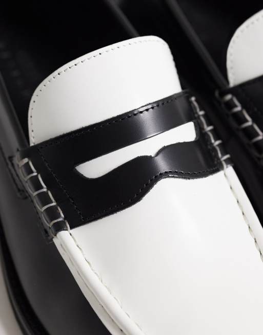 ASOS DESIGN two tone penny loafers in black and off white leather, 4 of 4