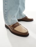 [ASOS DESIGN] ASOS DESIGN two tone penny loafers in brown and cream 46 Brown and cream