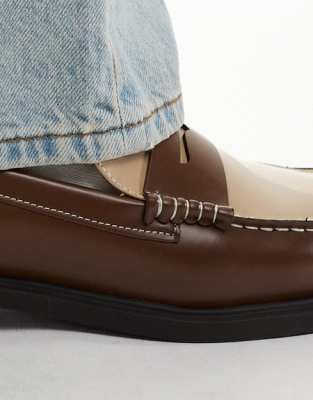 Asos Design Two Tone Penny Loafers In Brown