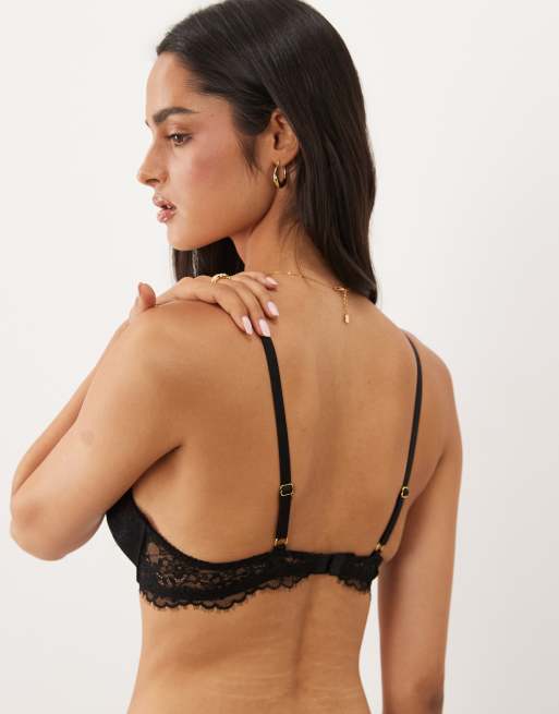 ASOS DESIGN Tyla eyelash lace molded bra in black, 3 of 4