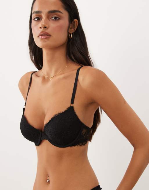 ASOS DESIGN Tyla eyelash lace moulded bra in black, 2 of 4