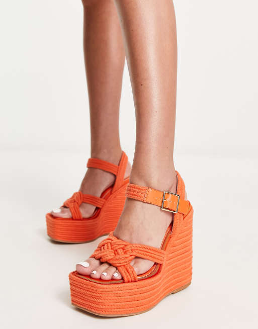 Orange wedges shoes sale