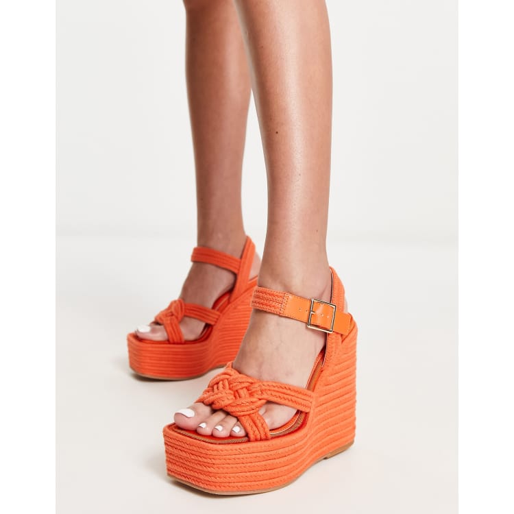Sandales compensées orange best sale