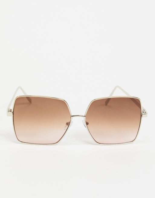 ASOS DESIGN – Übergroße, eckige Sonnenbrille im Stil der 70er mit braunem Metallgestell, 3 von 4