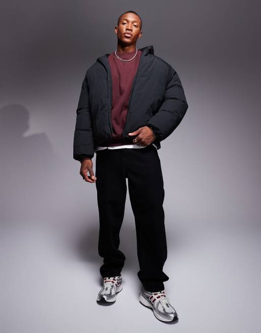 ASOS DESIGN oversized puffer jacket in black