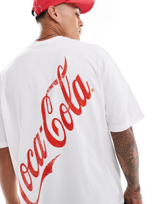 ASOS DESIGN – Übergroßes lizenziertes Unisex-T-Shirt in Weiß mit Coca-Cola-Print, 3 von 4