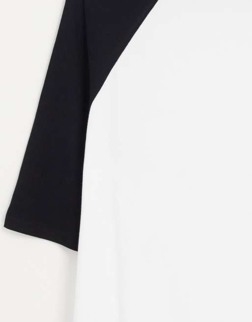 ASOS DESIGN – Übergroßes Raglan-T-Shirt in Weiß mit Kontrastärmeln in Schwarz, 4 von 4
