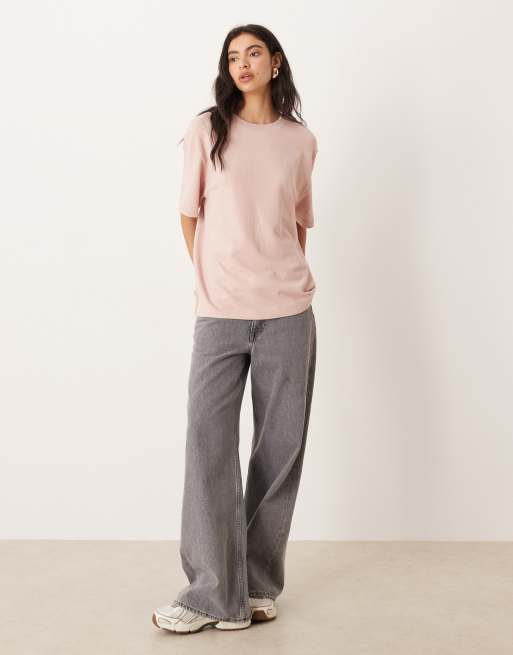 ASOS DESIGN – Übergroßes T-Shirt aus strukturiertem Jersey in Staubrosa, 3 von 4