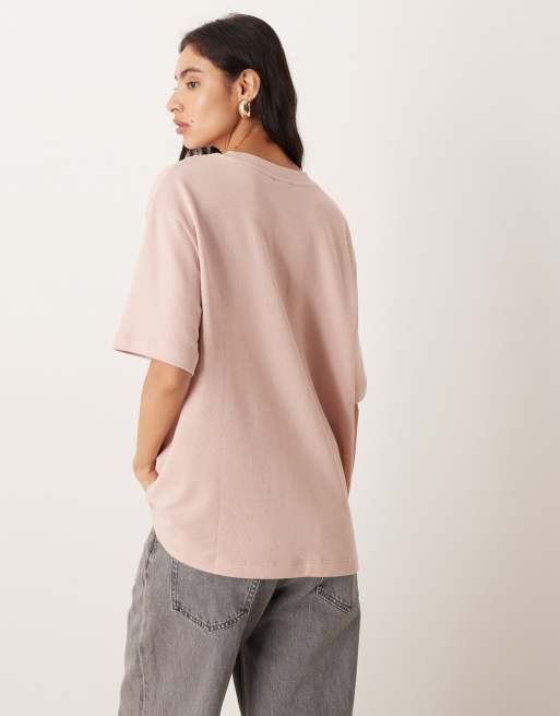 ASOS DESIGN – Übergroßes T-Shirt aus strukturiertem Jersey in Staubrosa, 4 von 4
