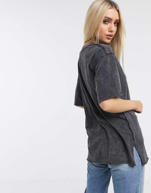 ASOS DESIGN – Übergroßes T-Shirt mit Ziernähten in verwaschenem Anthrazit , 2 von 4