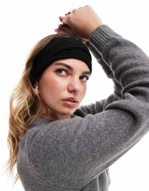 ASOS DESIGN – Überkreuztes Stirnband aus Strick in Schwarz - view 1