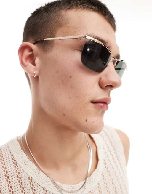 ASOS DESIGN - Uindfattede solbriller i guldfarve