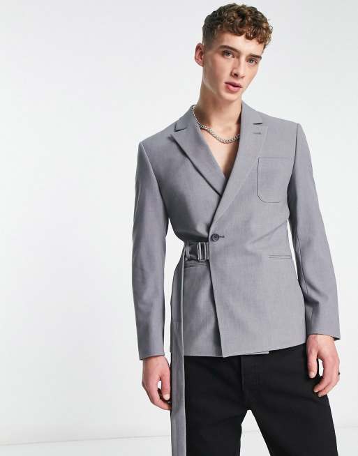 ASOS DESIGN - Uitgesneden blazer in grijs