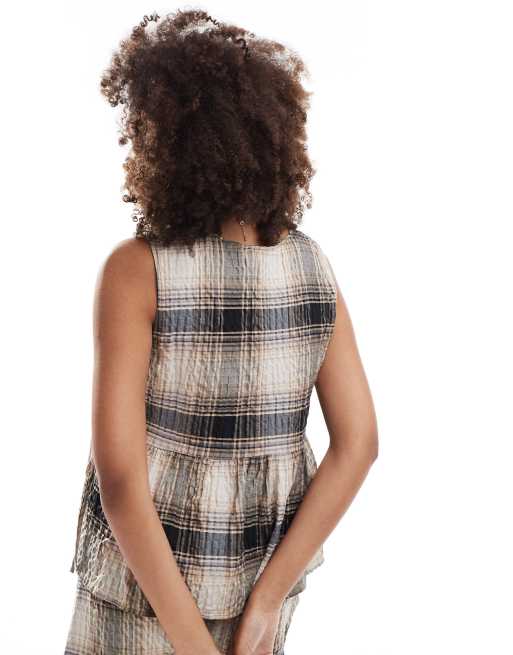 ASOS DESIGN - Uitlopende geruite top met gestrikte zijkanten, deel van co-ord set, 4 van 4
