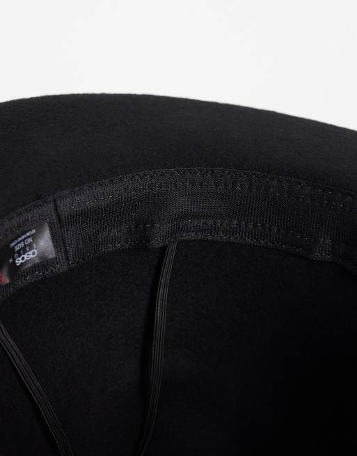 ASOS DESIGN uld boaterhat med opsmøg i sort, 2 af 3