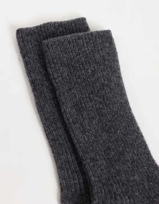 ASOS DESIGN uldsokker med rib ved anklen i kulgrå, 3 af 3