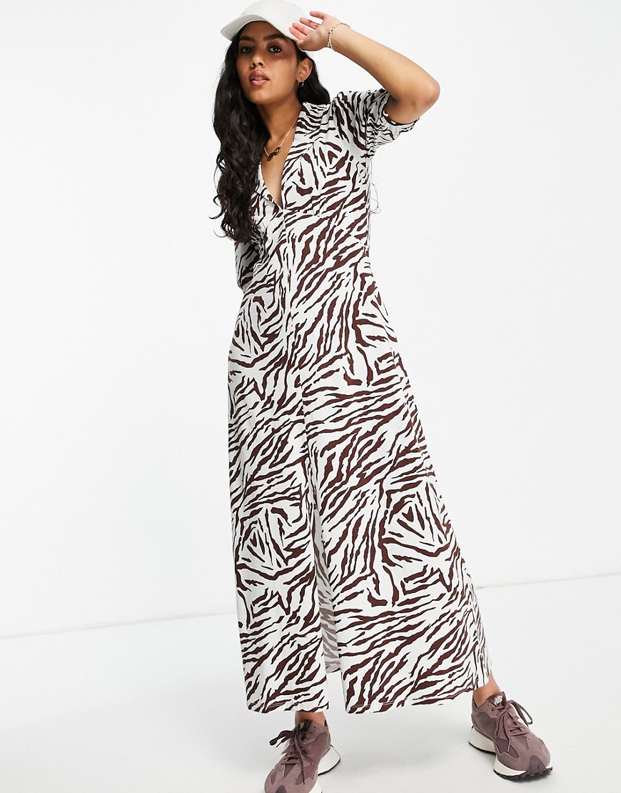 ASOS DESIGN - Ultieme nette midi-jurk met zebraprint-Veelkleurig