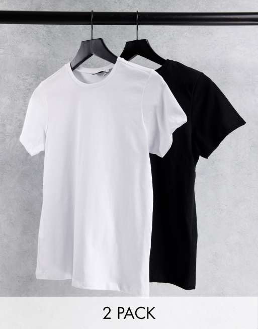 ASOS DESIGN – Ultimate – 2er-Pack T-Shirts aus Baumwolle in Schwarz und Weiß mit Rundhalsausschnitt SAVE - MULTI