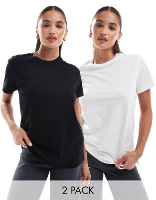 ASOS DESIGN - Ultimate - 2er-Pack T-Shirts aus Baumwollmix in Schwarz und Weiß mit Rundhalsausschnitt - MULTI-Bunt