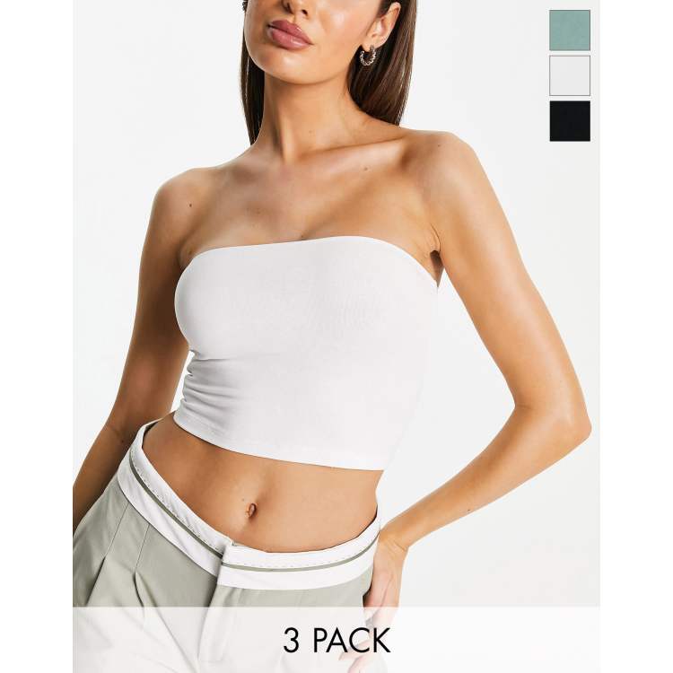 ASOS DESIGN two-piece bandeau top in vinyl with zip front