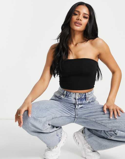 ASOS DESIGN ultimate crop bandeau top in black