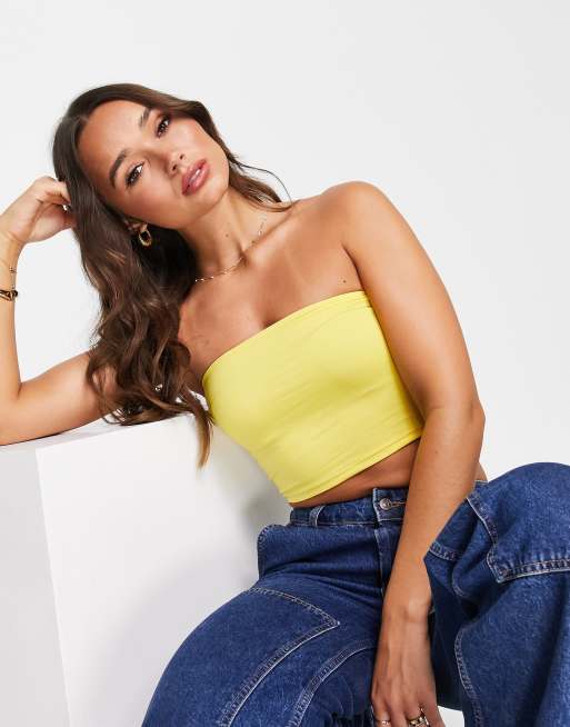 Yellow tube top store with straps