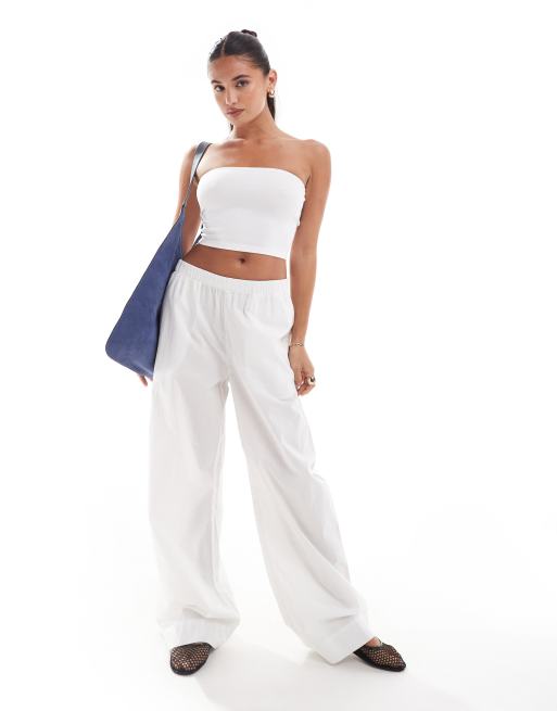 ASOS DESIGN - Ultimate - Bandeau crop top van katoen in wit - WHITE, 2 van 4