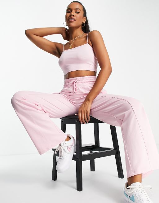 ASOS DESIGN ultimate bandeau crop top with skinny straps in baby pink part of a set