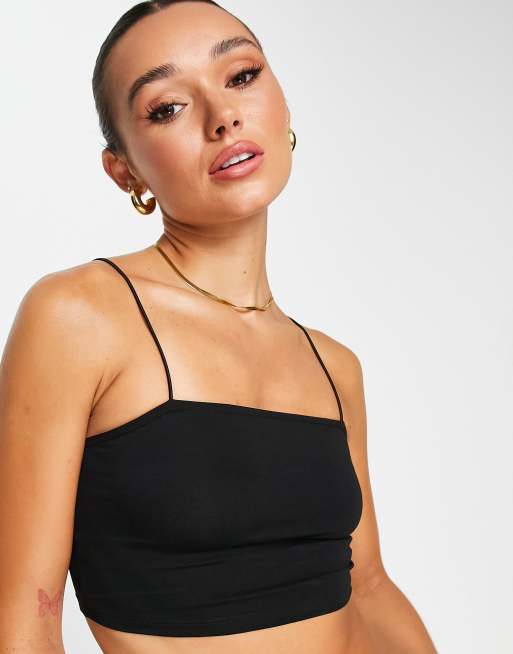 ASOS DESIGN ultimate bandeau crop top with skinny straps in black