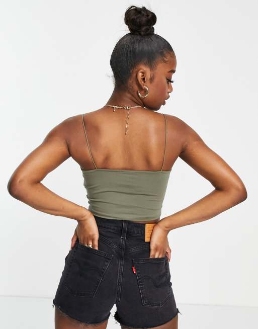 ASOS DESIGN ultimate bandeau crop top with skinny straps in black