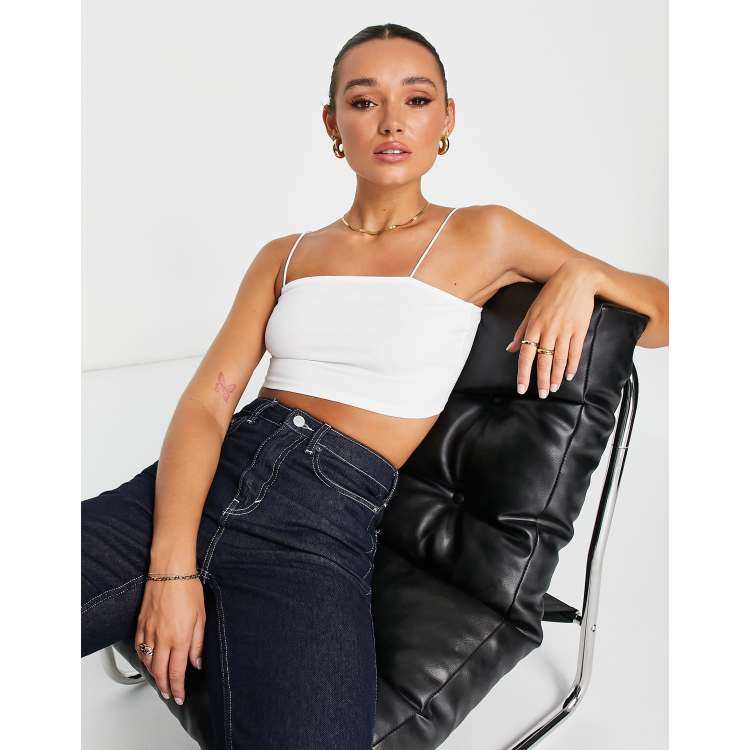 ASOS DESIGN ultimate bandeau crop top with skinny straps in white