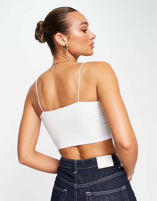 ASOS DESIGN ultimate bandeau crop top with skinny straps in black