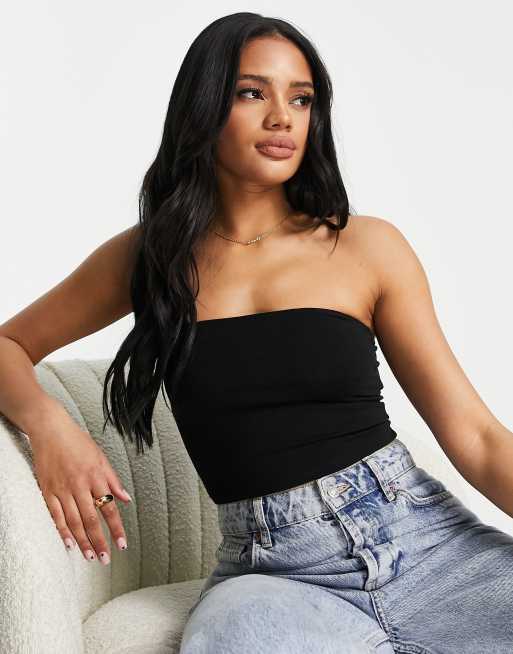 ASOS DESIGN - Ultimate - bandeau-croptop i sort bomuld - BLACK, 4 af 4