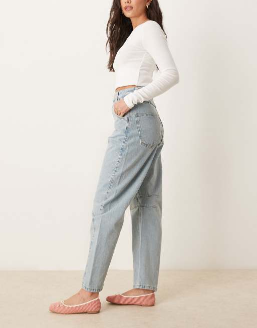 ASOS DESIGN ultimate barrel leg jean in bleach with light tint, 3 of 5