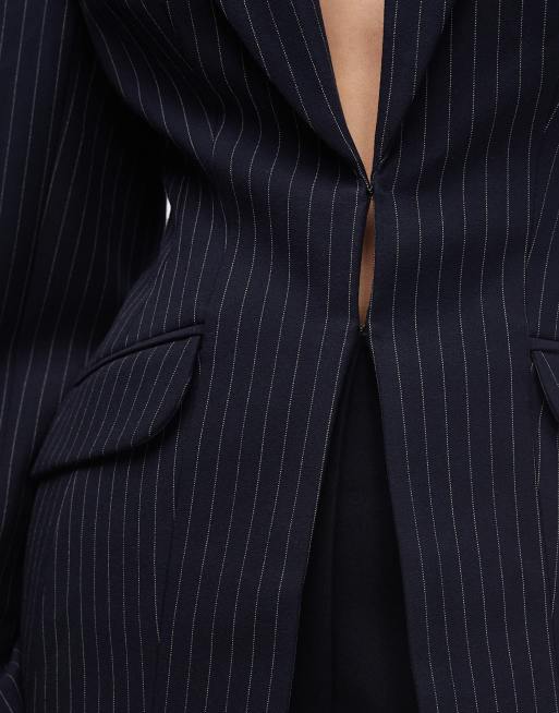 ASOS DESIGN - Ultimate - Blazer structuré à fines rayures - Bleu marine, 3 de 4