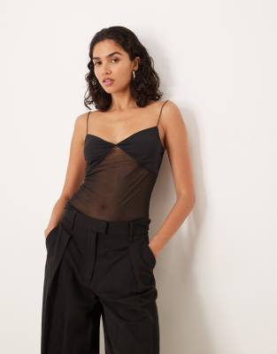 ASOS DESIGN - Ultimate - Camisole-Oberteil aus Netzstoff in Schwarz