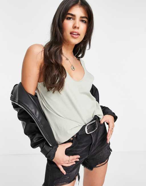 ASOS DESIGN - Ultimate - Canotta in cotone con scollo rotondo verde menta - MGREEN
