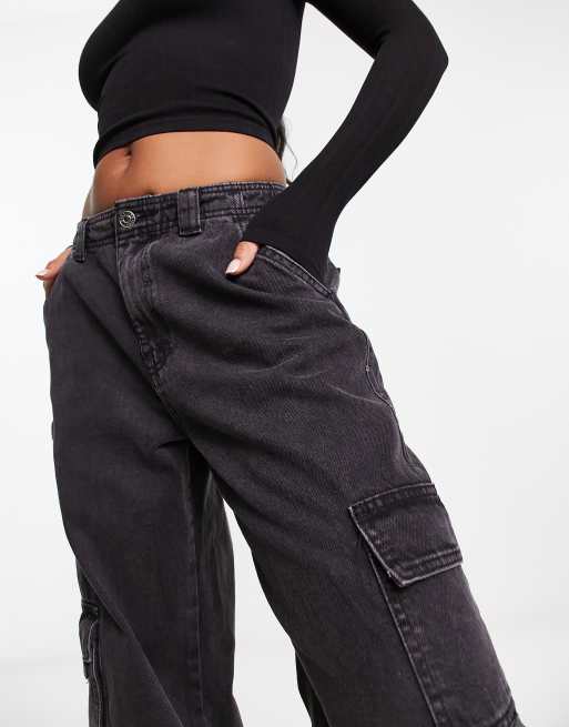 Women's Black Dress Pants Cargo Jeans Rhinestone Jeans Ankle Jeans