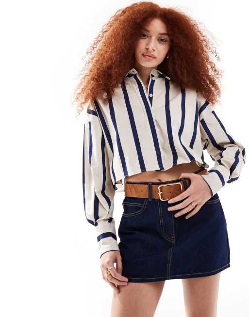 ASOS DESIGN - Ultimate - Chemise courte à rayures - Bleu
