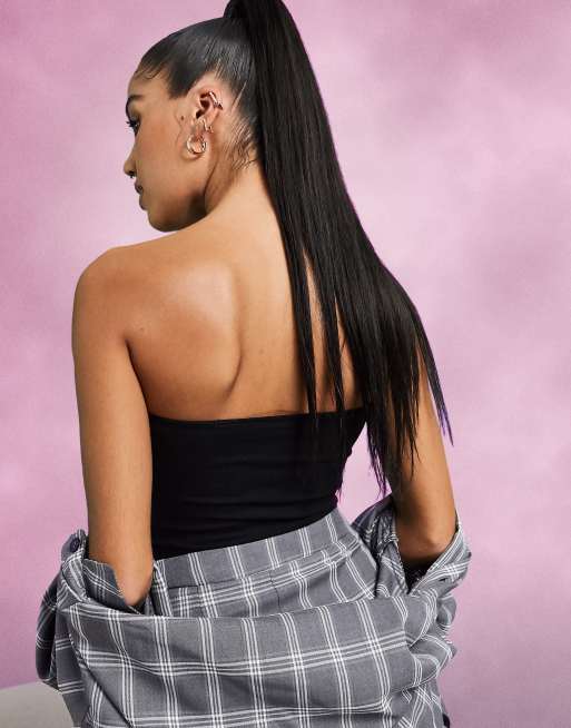 ASOS DESIGN ultimate cotton crop bandeau top in black - BLACK, 2 of 4