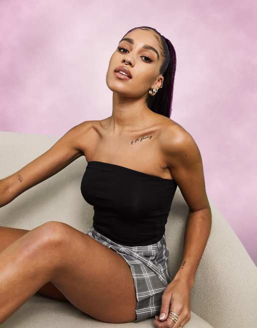 ASOS DESIGN ultimate cotton crop bandeau top in black, 3 of 4