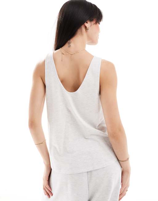 ASOS DESIGN ultimate cotton singlet with scoop neck in ice marl, 4 of 4