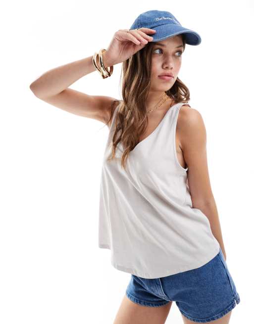 ASOS DESIGN ultimate cotton singlet with scoop neck in light grey