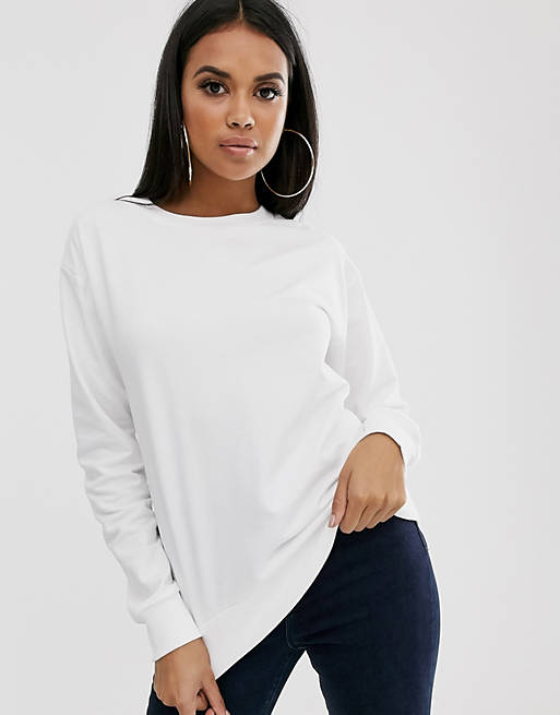 ASOS DESIGN ultimate cotton sweatshirt in white - WHITE