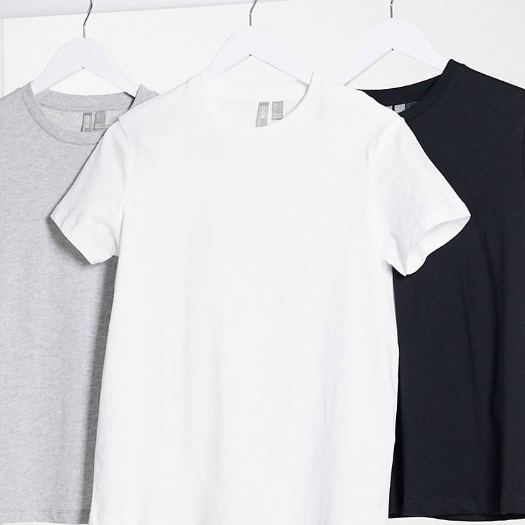 ASOS DESIGN ultimate cotton T-shirt with crew neck 3 pack SAVE in black,  white & heather gray - MULTI | ASOS