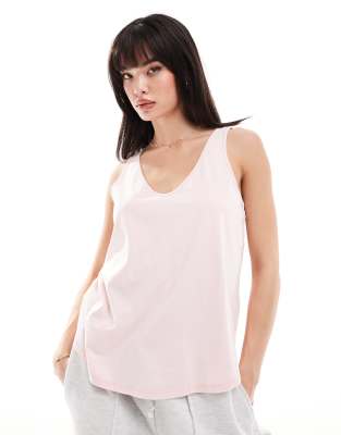 Asos Design Ultimate Cotton Tank Top With Scoop Neck In Washed Pink