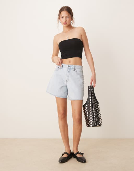 Basic Black Rib Bandeau Crop Top