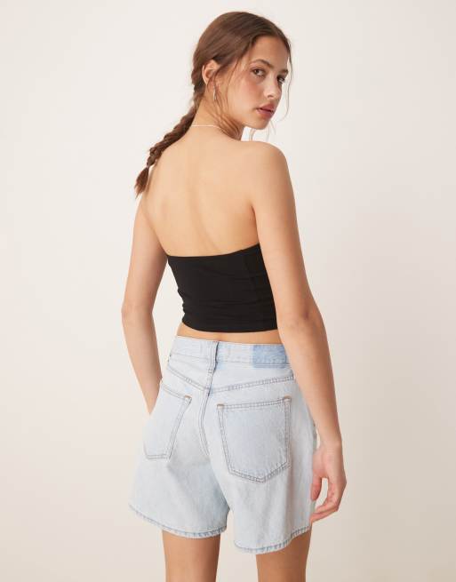 ASOS DESIGN two-piece bandeau top in vinyl with zip front